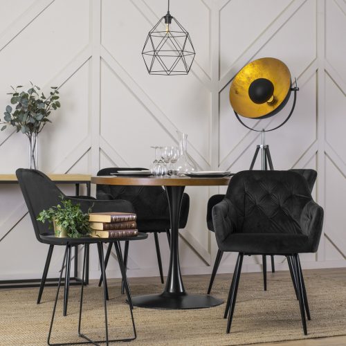 LINO Masă 100 cm Nuc/negru