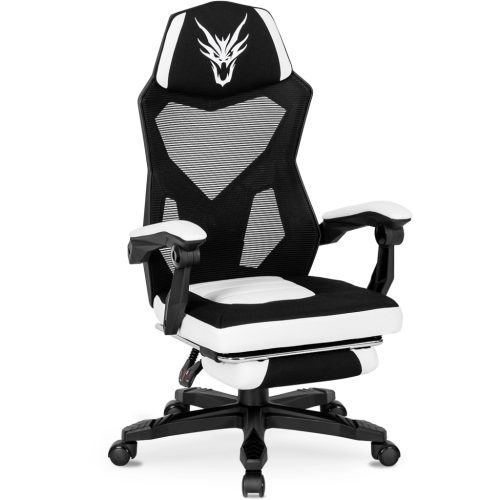 Bing. Scaun pivotant Gamer alb-negru