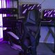 Bing. Scaun pivotant Gamer alb-negru