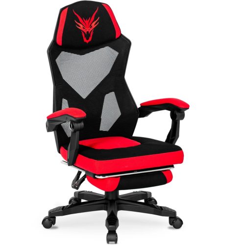 Bing. Scaun pivotant Gamer în negru și roșu