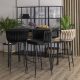 Scaun de bar elegant cu tapițerie din catifea neagră și picioare din metal negru FLORES