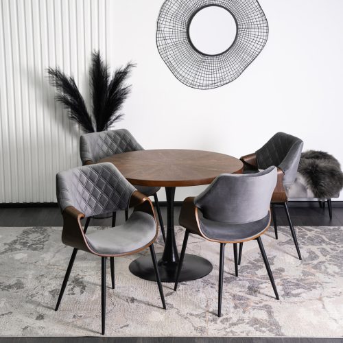 Scaun de bar elegant din catifea gri FLORES