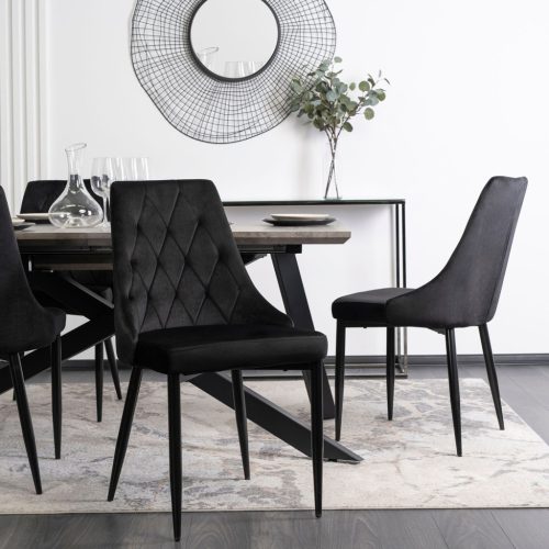 Scaun de sufragerie elegant, catifea neagră. EMPOLI