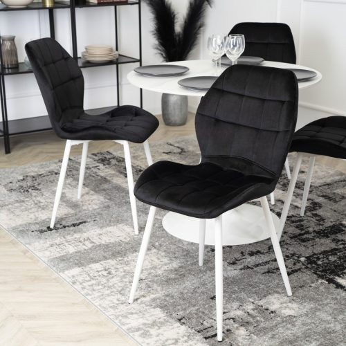 Scaun de sufragerie din catifea gri cu picioare aurii RAYA