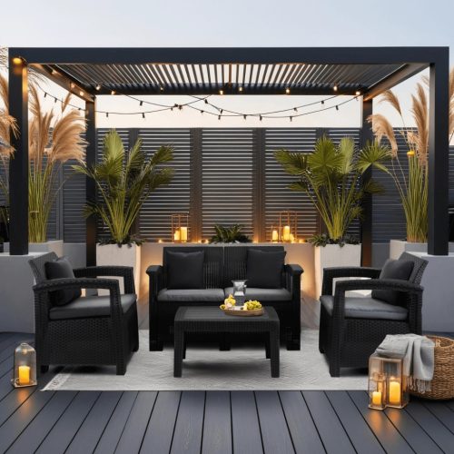 Set de mobilier de grădină, culoare negru/gri închis. COLUMBIA