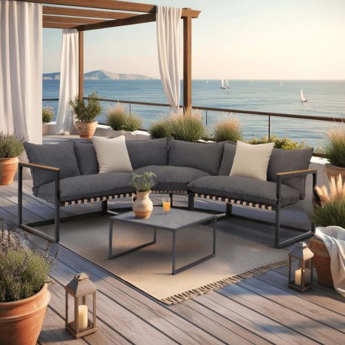 Set de mobilier de grădină, culoare negru/gri. TOLEDO