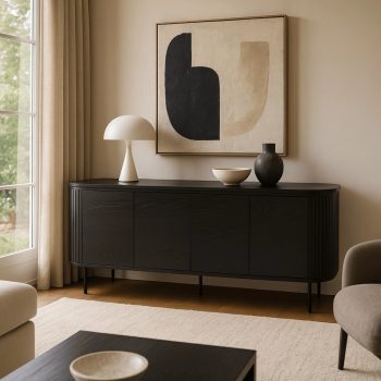 Comodă ovală neagră BECK 200 cm