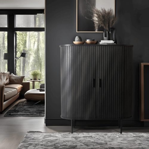 Comodă înaltă neagră TRISH 100 cm