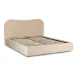 Pat HAGA 160x200 crem catifea cu ladă de depozitare