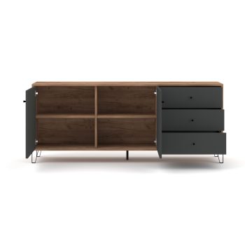   Comodă BILBAO BL06, 2 uși / 3 sertare, craft tobacco / grafit