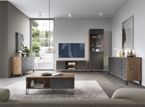 Suport TV BILBAO RTV BL02, 2 uși, craft tobacco / grafit