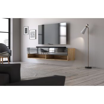 Comodă TV DERBY 140 1 ușă, stejar Wotan/negru lucios, 5W