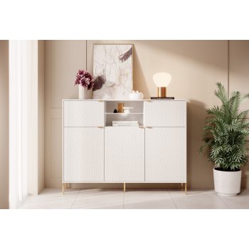   Scaun de sufragerie scandinav cu tapițerie din catifea gri și picioare albe. LUCKY