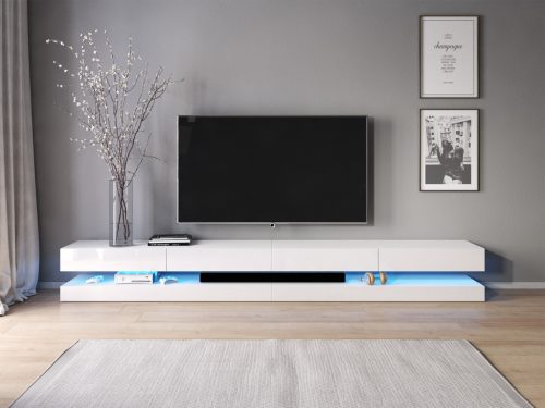 Comodă TV FLY DOUBLE alb/alb lucios LED 5W