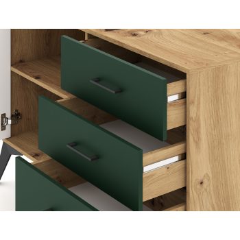 Comodă LUGO LU02 în finisaj stejar artisan/verde închis