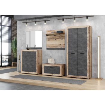 Comodă, culoare lemn vechi / gri beton. LUNA2