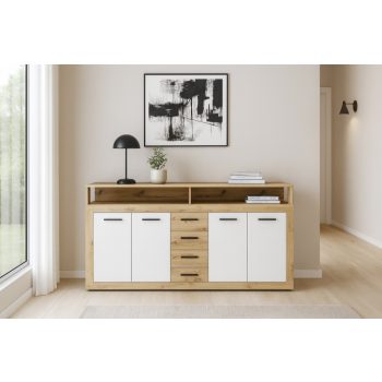 Comodă XXL/LUNA în culorile Stejar Artisan/Alb