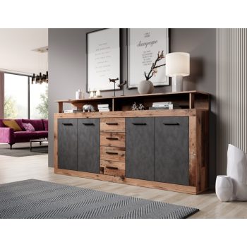 Comodă XXL/LUNA în culoarea stejarului vechi/beton