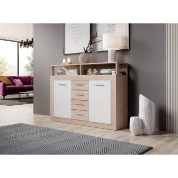 LUGO LU02 Comodă Artisan Stejar/Verde închis