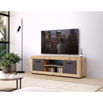   Suport TV în culoare stejar vechi deschis/beton. LUNA RTV 2D