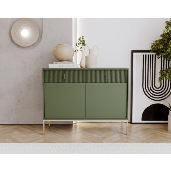 Comodă MAGGIORE verde cu 2 uși și 2 sertare