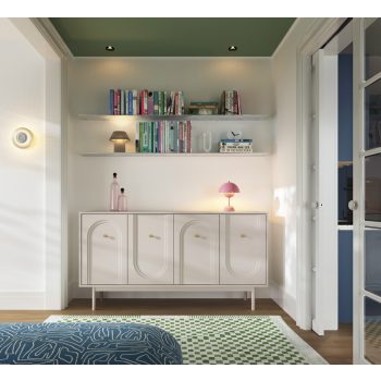 Comodă MAZOMA, 4 uși, cașmir/auriu