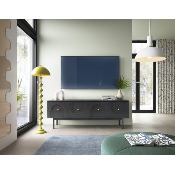 Suport TV în culoare negru/auriu. MAZOMA RTV 4D