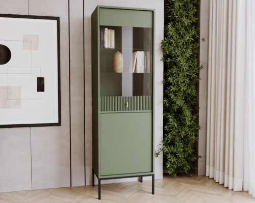 Comodă MAGGIORE MA04, 2 uși, verde fumuriu/auriu