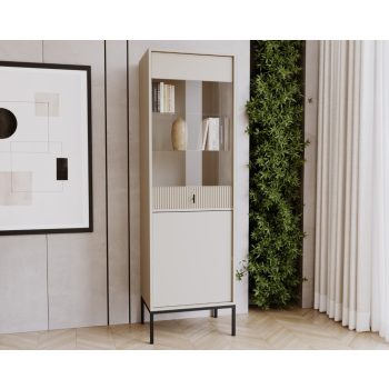 Vitrină cu sticlă, culoare cașmir/negru. MAGGIORE MA04 2D