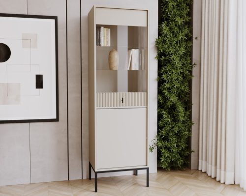 Vitrină cu sticlă, culoare cașmir/negru. MAGGIORE MA04 2D