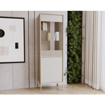 Vitrină cu ușă din sticlă MAGGIORE culoare cashmere