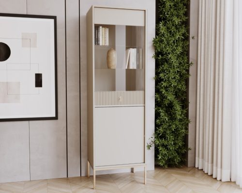 Vitrină cu ușă din sticlă MAGGIORE culoare cashmere