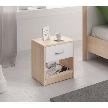 Noptieră NAKA cu 1 sertar in Sonoma/Alb Mat.