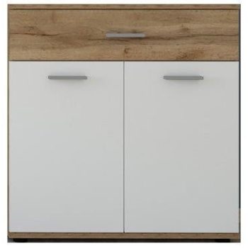 Comodă SANTO Stejar Wotan/Alb Mat. Latime: 80 cm.