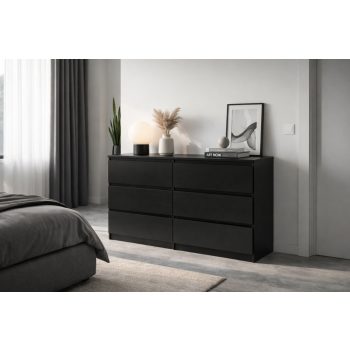 Comodă SIMPLE 120 cm 6 sertare negru