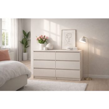 Comodă SIMPLE 120 cm, 6 sertare, cașmir