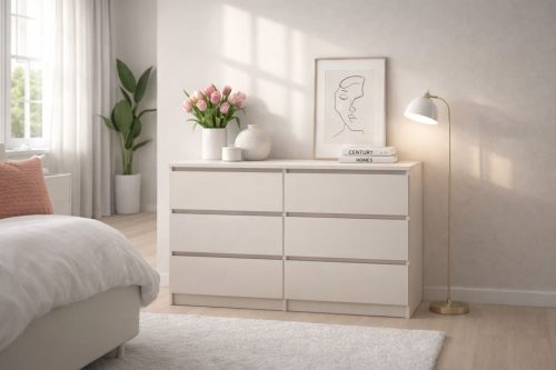 Comodă SIMPLE 120 cm, 6 sertare, cașmir