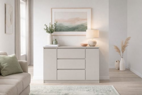 Comodă SIMPLE 120 2 uși 3 sertare cașmir