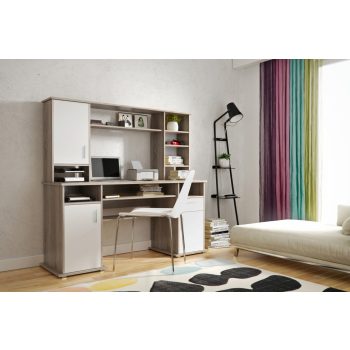 Birou VIGO, stejar trufă/alb mat, 16 mm