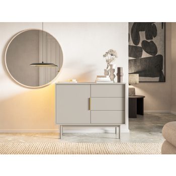 Vitrină TUE cu 2 uși – auriu/alb, cu iluminare LED