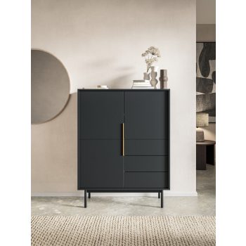Comodă înaltă elegantă, de culoare neagră. VIVA VI04