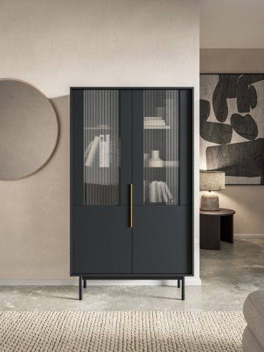Vitrină elegantă, cu suport vertical, de culoare neagră. VIVA VI05