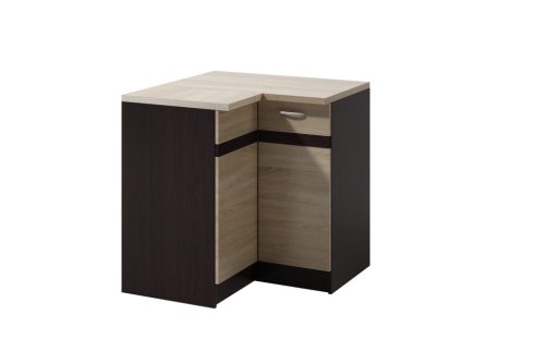 Dulap de bază de bucătărie, unitate de colț (stânga) în culoarea închisă/deschisă Sonoma. LIVIA LV-12/D 90 N