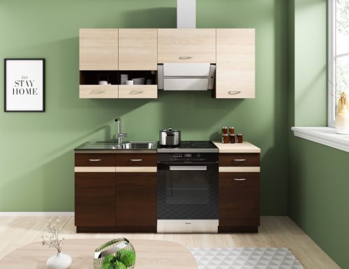 Set bucatarie 180 cm. Sonoma închisă / culoare Sonoma deschisă. LIVIA