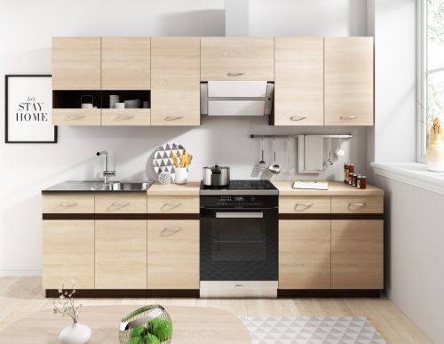 Set bucatarie 240 cm. Sonoma deschisă / Sonoma închisă. LIVIA