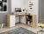 Birou în culoarea stejar Artisan / alb lucios. Polița poate fi montată exclusiv pe partea stângă. Grosimea plăcii de mobilier: 18 mm